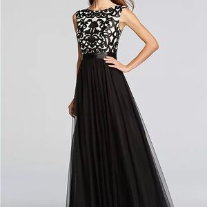Aidan Mattox Black and White Evening Dress